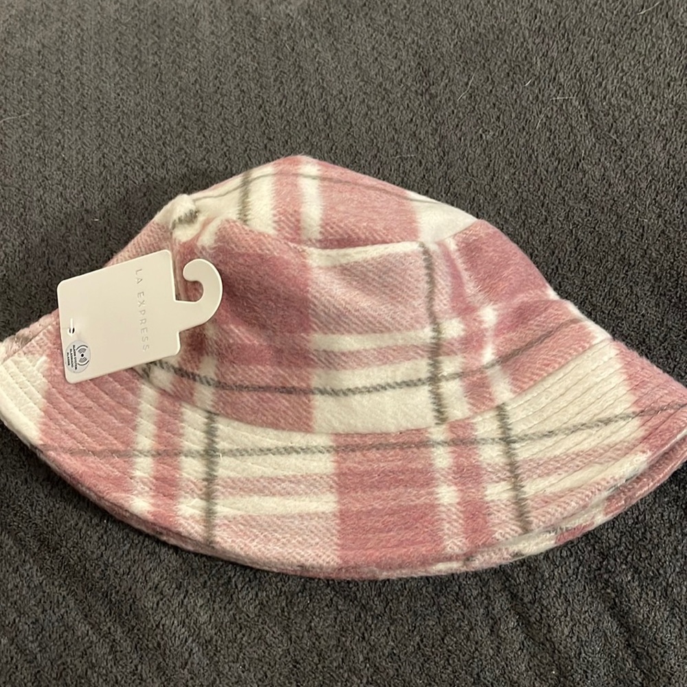 New LA Express Pink Plaid Bucket Hat OC9